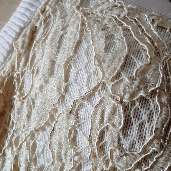 Cache Vintage Ivory Lace Overlay Cardigan Sweater Women’s S Cottagecore - Picture 4 of 8